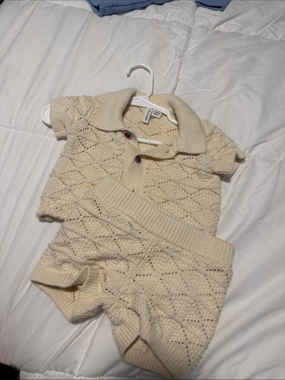 Janie and Jack Cream Knit Matching Set